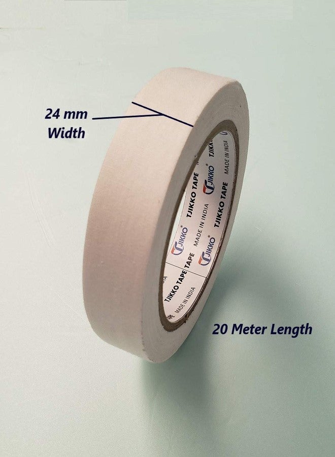 TJIKKO Cotton Tape/Cloth Tape Single Sided 24 mm width 20 meter length White (Pack of 1) - Image 2